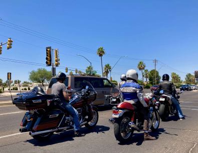 Motorcycle Group at Traffic Light
